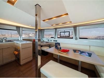 Salon of Mary Grace II, a Lagoon 46 catamaran at Athens, Greece
