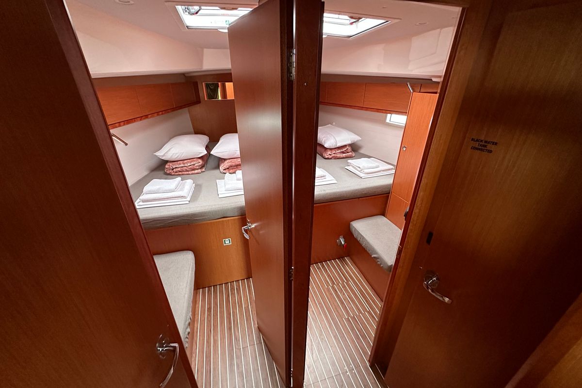 Cabin on Semeli, a Bavaria Cruiser 46 Style sailboat at Kos, Greece
