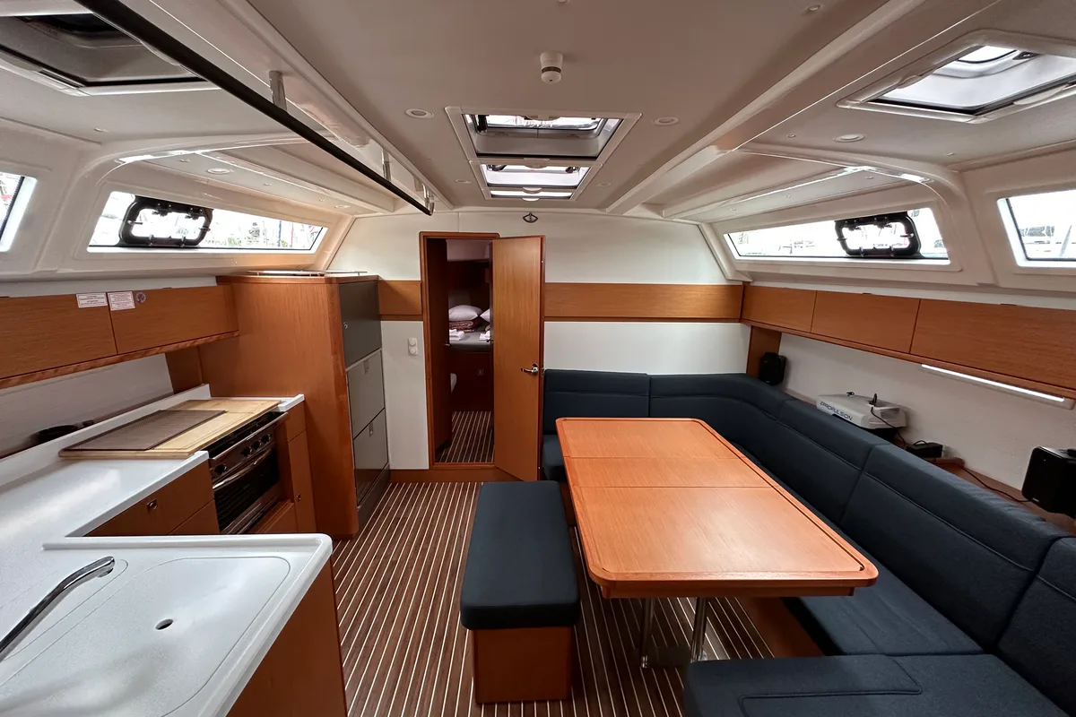 Salon of Semeli, a Bavaria Cruiser 46 Style sailboat at Kos, Greece