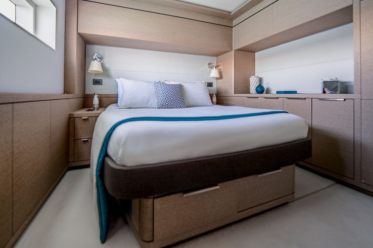 Cabin on Spirit of Ponant, a Lagoon Seventy 7 catamaran at Seychelles, Mahe, Seychelles