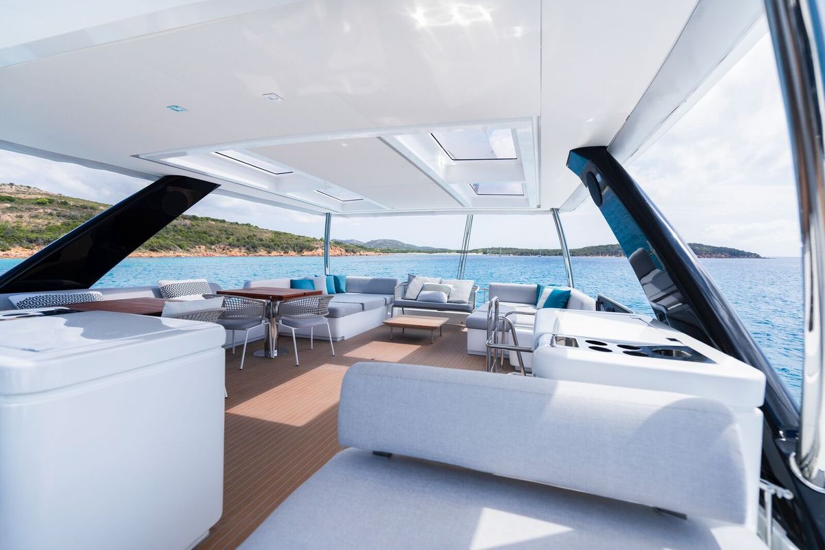 Deck of Spirit of Ponant, a Lagoon Seventy 7 catamaran at Seychelles, Mahe, Seychelles