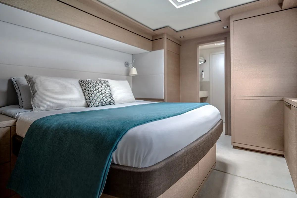 Cabin on Spirit of Ponant, a Lagoon Seventy 7 catamaran at Seychelles, Mahe, Seychelles
