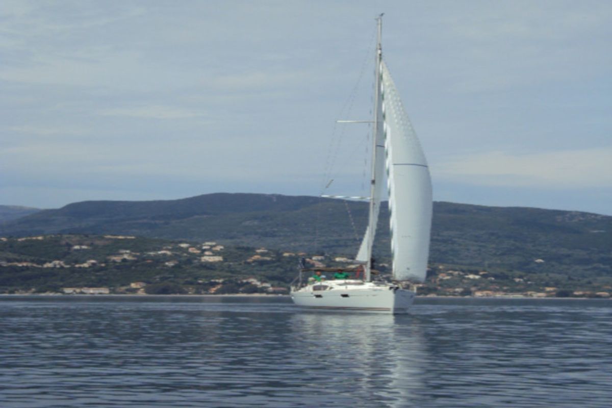 Exterior view of Sweet Alis, a Jeanneau Sun Odyssey 42DS sailboat at Municipal Unit of Lefkada, Greece