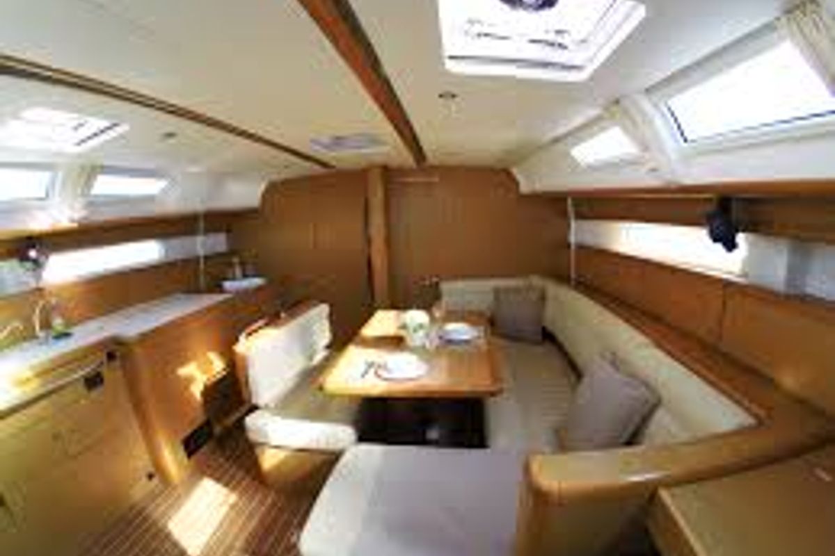 Salon of Sweet Alis, a Jeanneau Sun Odyssey 42DS sailboat at Municipal Unit of Lefkada, Greece