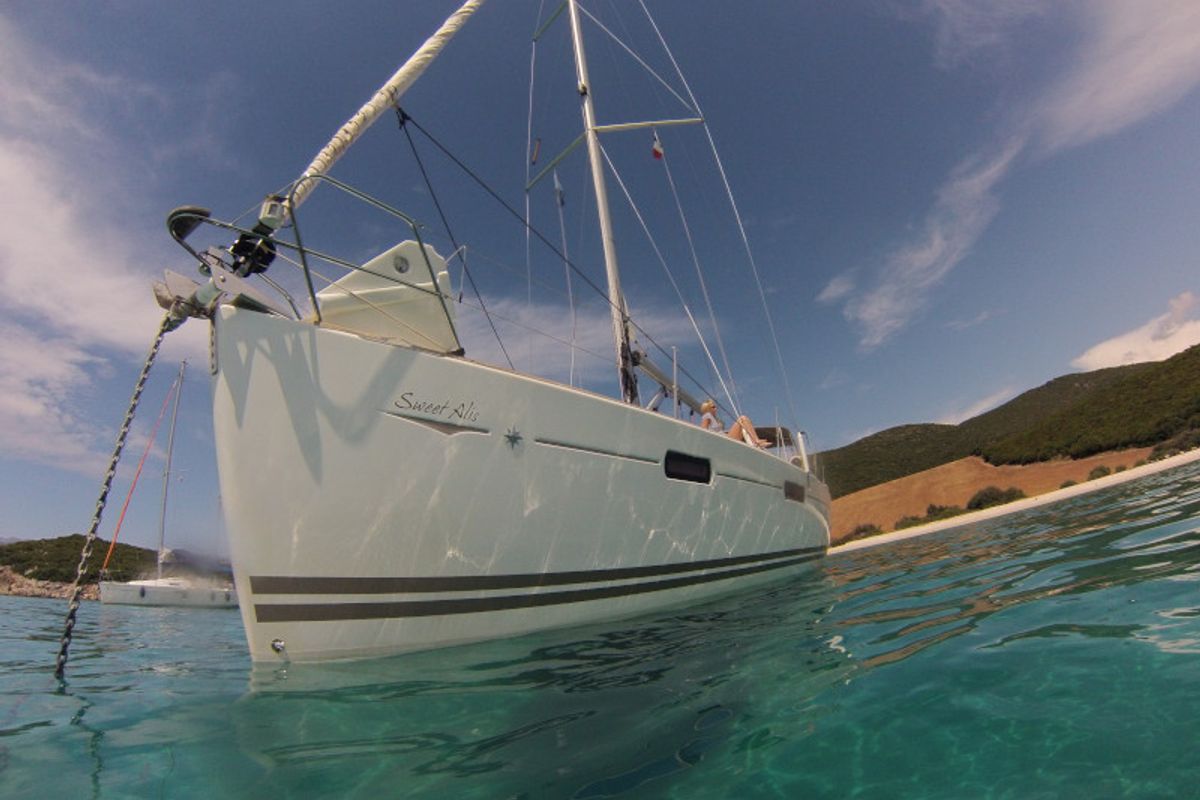 Exterior view of Sweet Alis, a Jeanneau Sun Odyssey 42DS sailboat at Municipal Unit of Lefkada, Greece