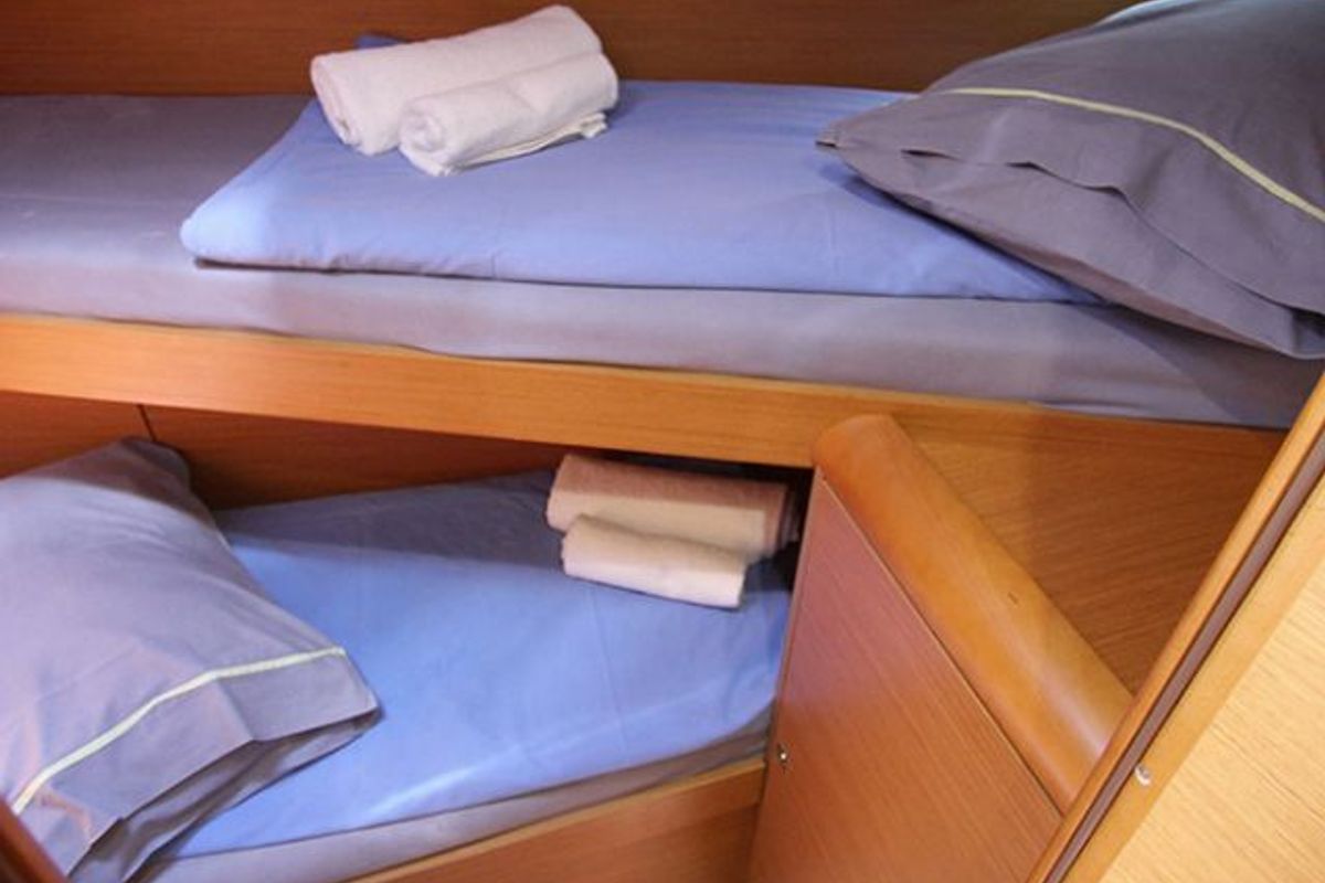 Cabin on Kronos, a Jeanneau Sun Odyssey 449 sailboat at Lavreotiki Municipal Unit, Greece