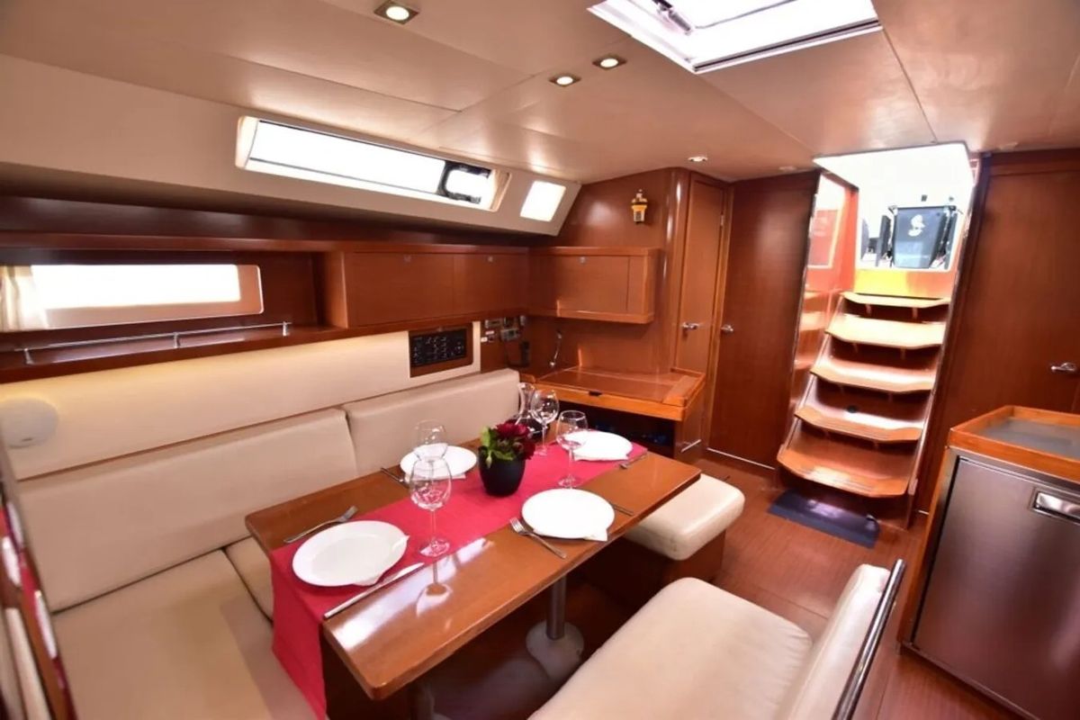 Salon of Oceanis 45 Built 2012, a Beneteau Oceanis 45 sailboat at Municipal Unit of Lefkada, Greece