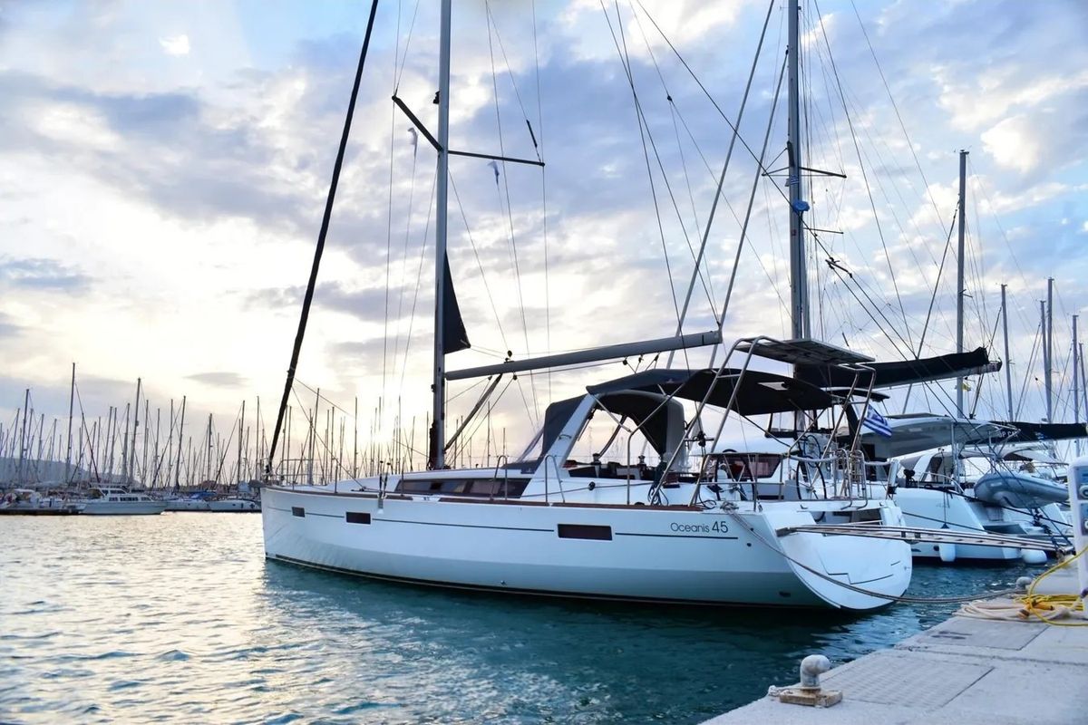 Exterior view of Oceanis 45 Built 2012, a Beneteau Oceanis 45 sailboat at Municipal Unit of Lefkada, Greece