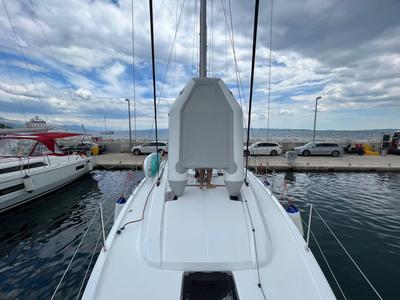 Deck of Cosmic Dancer, a Beneteau Oceanis 40.1 sailboat at Split, Croatia