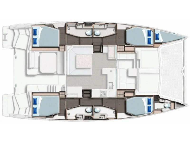 Floor plan of Cabin 1 (Rosabe) - price for 2 pp, a Leopard 45 catamaran at Eden Island Marina, Seychelles