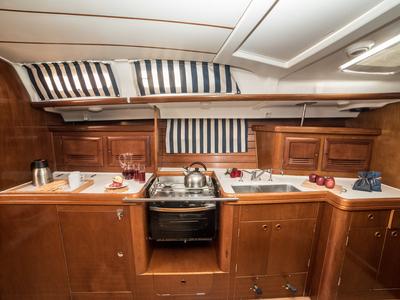 Galley of Vori, a Beneteau Oceanis Clipper 473 sailboat at Athens, Greece