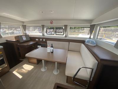 Salon of Falcon, a Lagoon 40 catamaran at Fethiye, Turkey