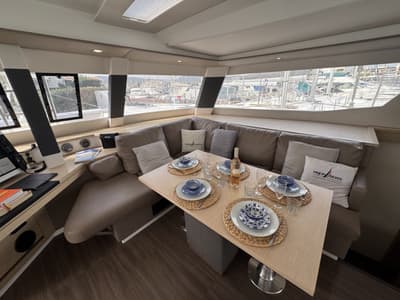 Salon of Serenity, a Fountaine Pajot Saba 50 catamaran at Cogolin, France
