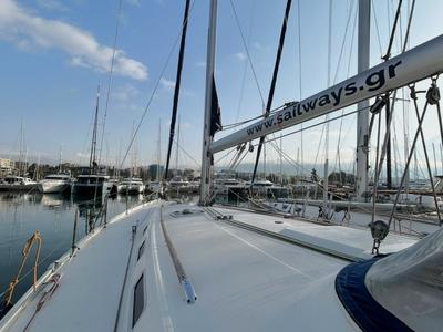 Deck of Leonidas, a Beneteau Cyclades 50.5 sailboat at Athens, Greece