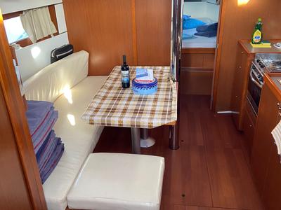 Salon of Jasmine, a Beneteau Oceanis 38.1 sailboat at Procida, Italy