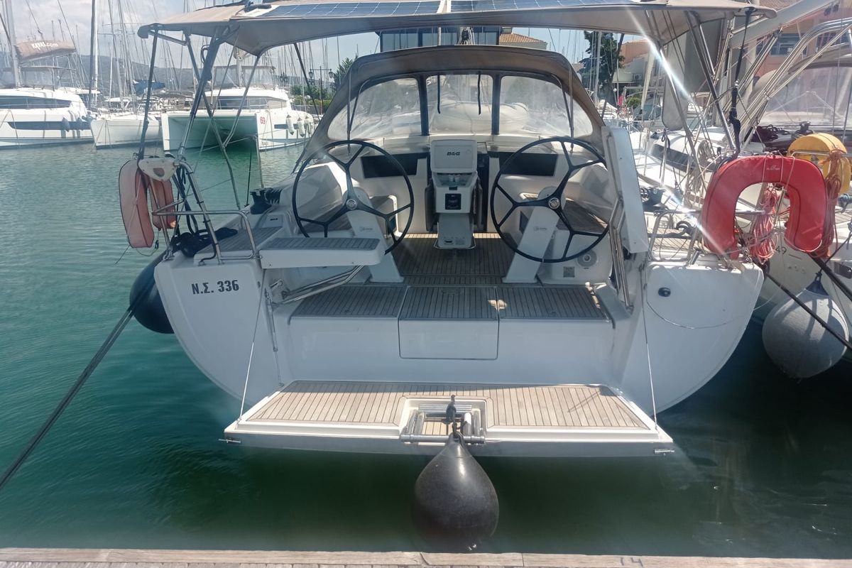 Deck of Piranha, a Hanse Yachts Hanse 418 sailboat at Municipal Unit of Lefkada, Greece