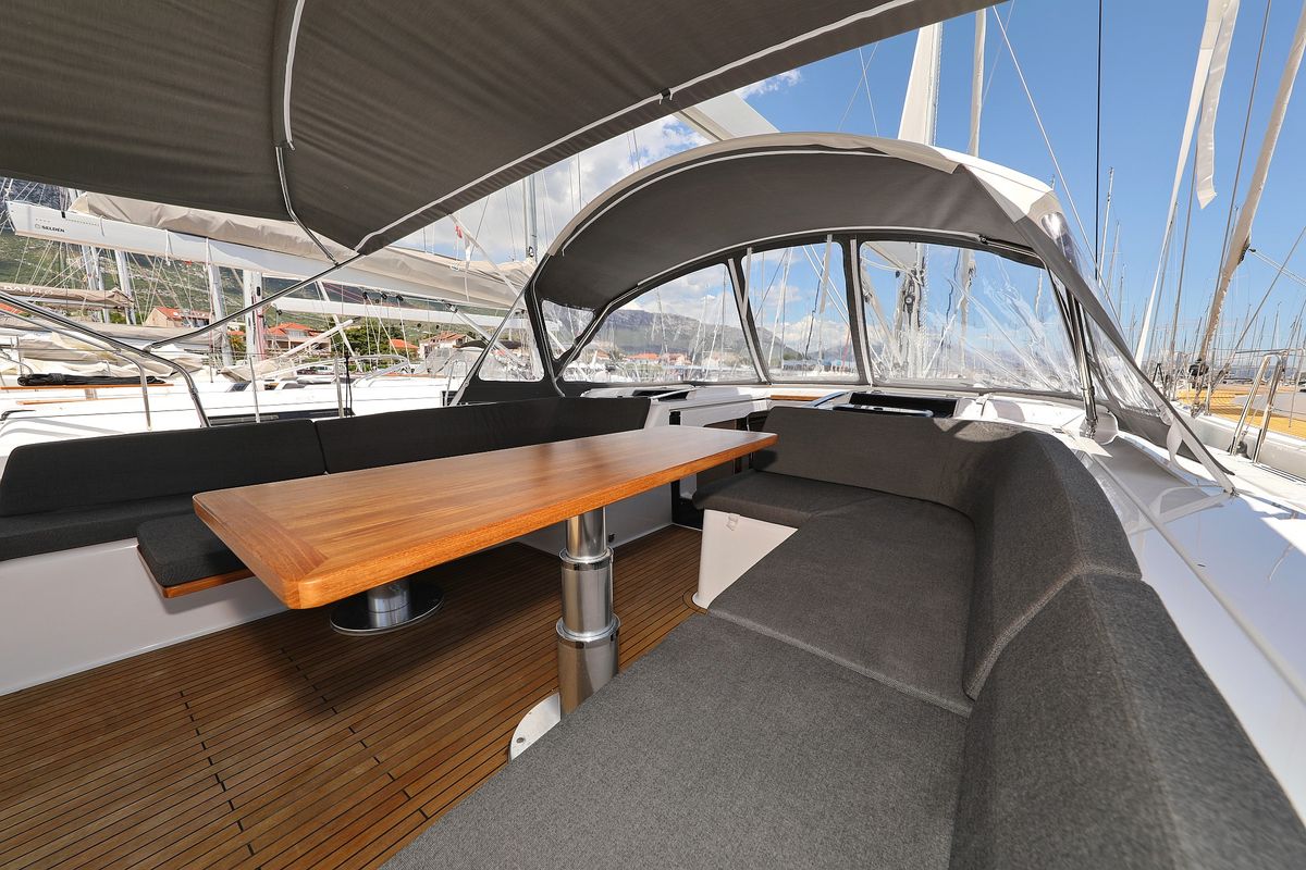 Deck of Stargazing, a Hanse Yachts Hanse 548 sailboat at Općina Sukošan, Croatia