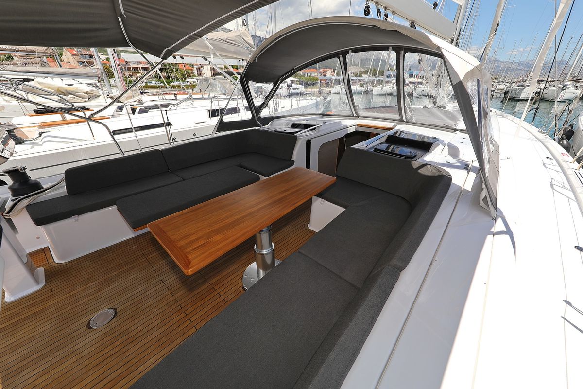 Deck of Stargazing, a Hanse Yachts Hanse 548 sailboat at Općina Sukošan, Croatia