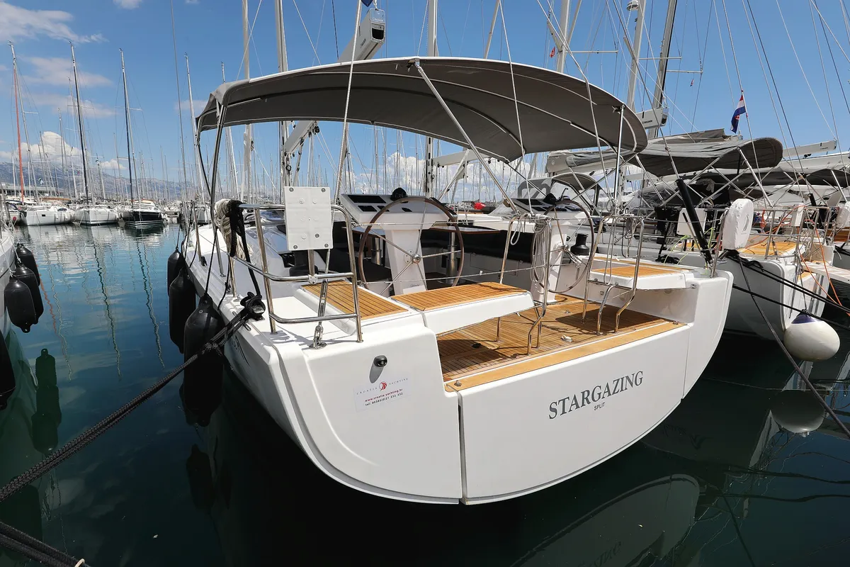 Exterior view of Stargazing, a Hanse Yachts Hanse 548 sailboat at Općina Sukošan, Croatia