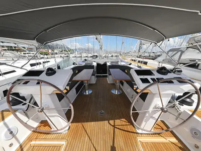 Cockpit of Stargazing, a Hanse Yachts Hanse 548 sailboat at Općina Sukošan, Croatia