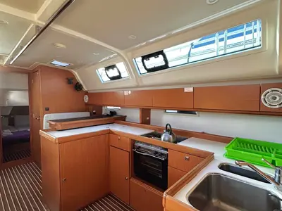 Galley of Leonidas IV, a Bavaria Cruiser 51 sailboat at Athens, Greece