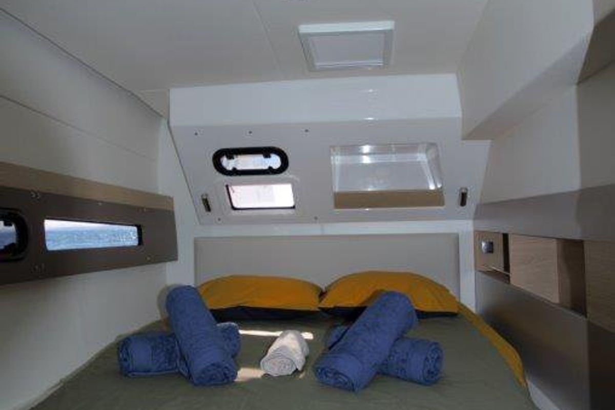 Cabin on Albert, a Bali 4.5 catamaran at Port de Pollença, Spain