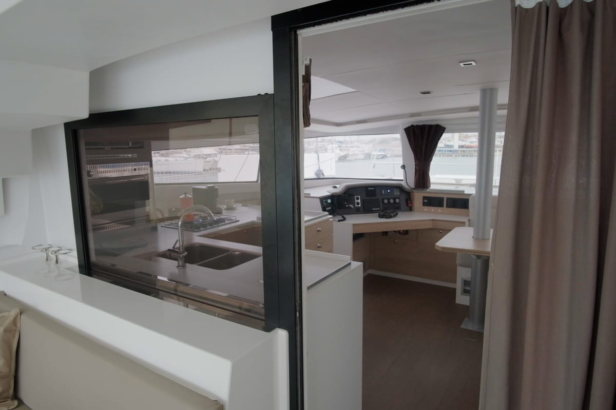 Albert, a Bali 4.5 catamaran at Port de Pollença, Spain