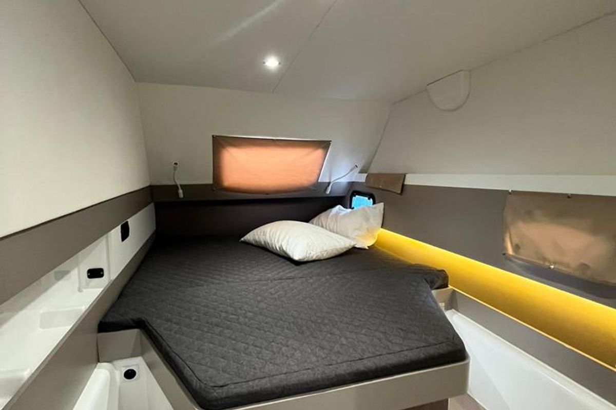 Cabin on AQUA, a Bali 4.3 catamaran at Capo d'Orlando, Italy