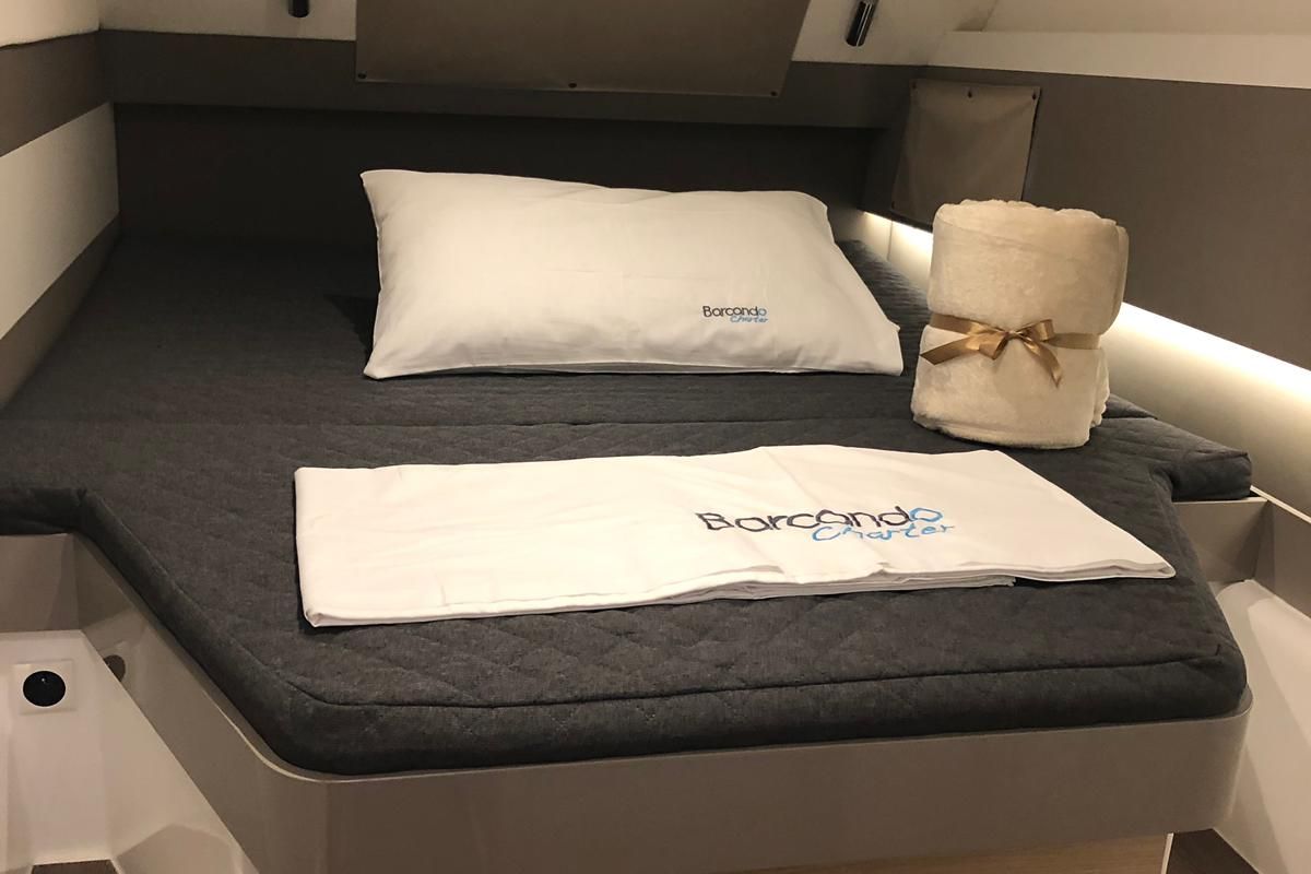 Cabin on AQUA, a Bali 4.3 catamaran at Capo d'Orlando, Italy