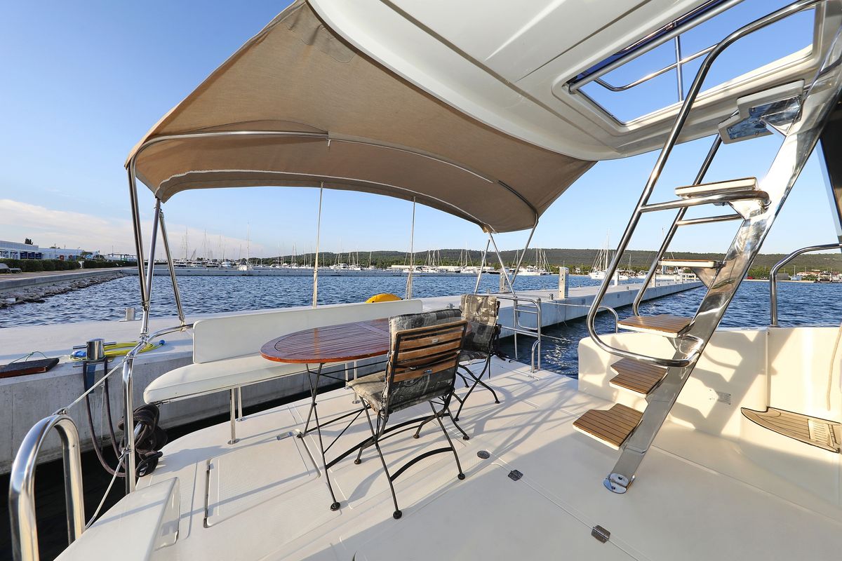 Deck of Backup, a Cobra Yachts Futura 40 Grand Horizon yacht at Općina Sukošan, Croatia
