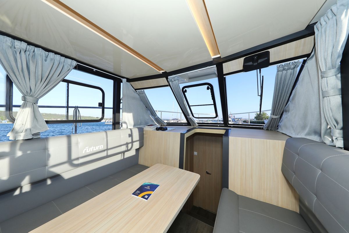 Salon of Backup, a Cobra Yachts Futura 40 Grand Horizon yacht at Općina Sukošan, Croatia
