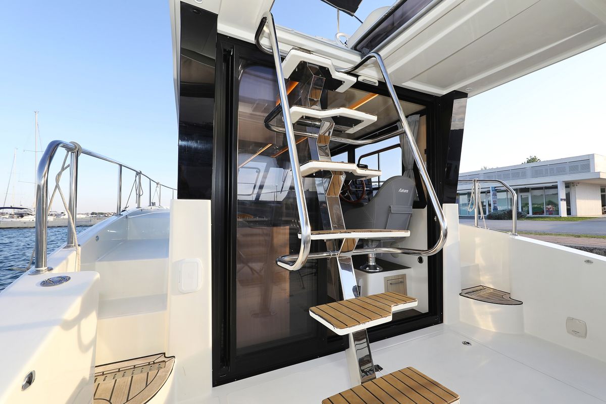 Deck of Backup, a Cobra Yachts Futura 40 Grand Horizon yacht at Općina Sukošan, Croatia