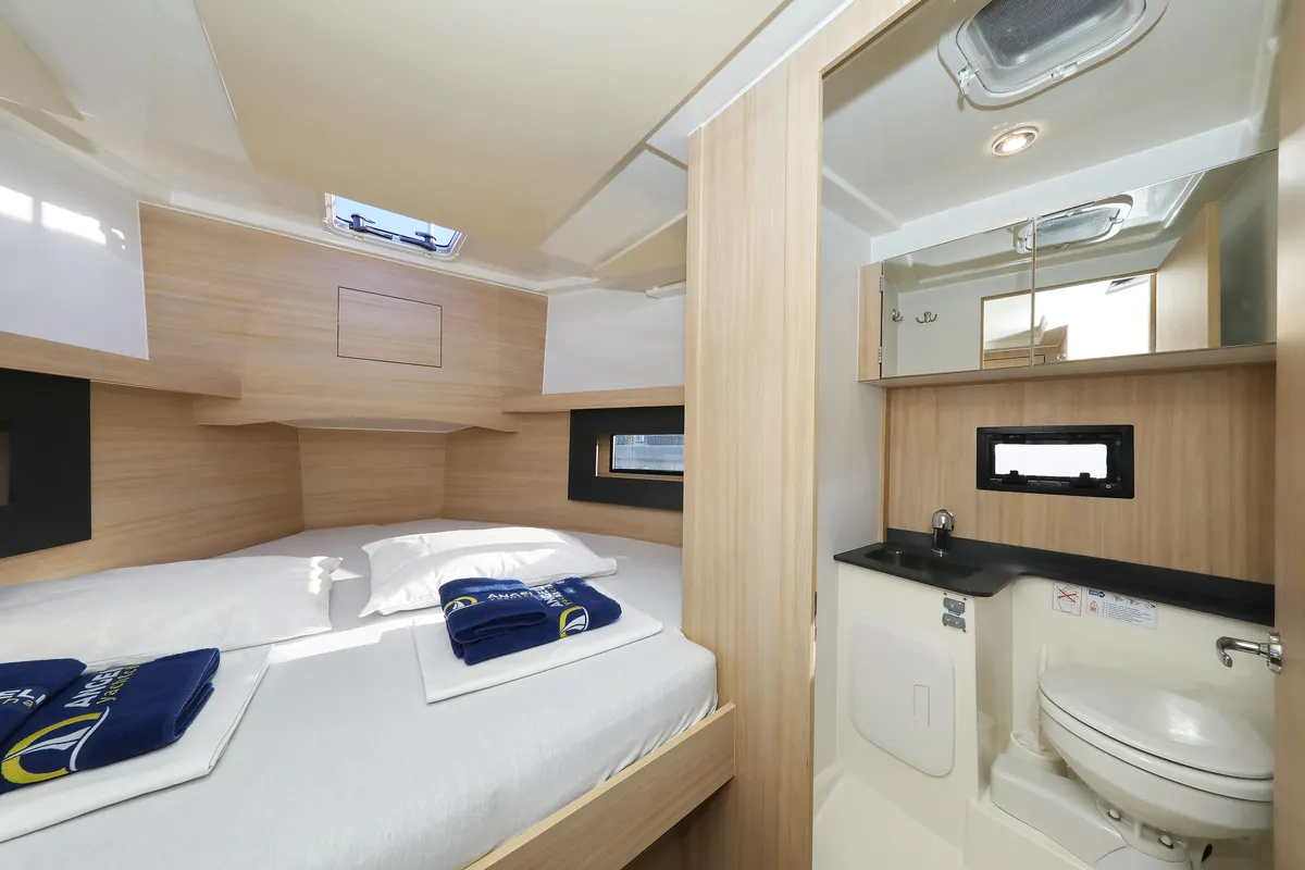 Cabin on Backup, a Cobra Yachts Futura 40 Grand Horizon yacht at Općina Sukošan, Croatia