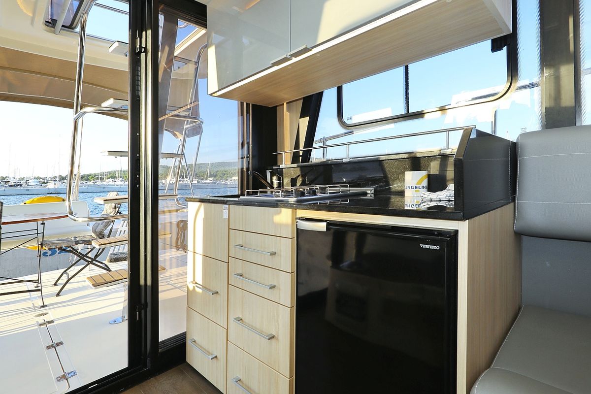 Galley of Backup, a Cobra Yachts Futura 40 Grand Horizon yacht at Općina Sukošan, Croatia