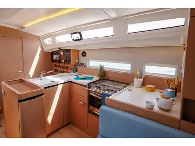 Galley of Sylphie, a Jeanneau Sun Odyssey 410 sailboat at Neo Klima, Greece
