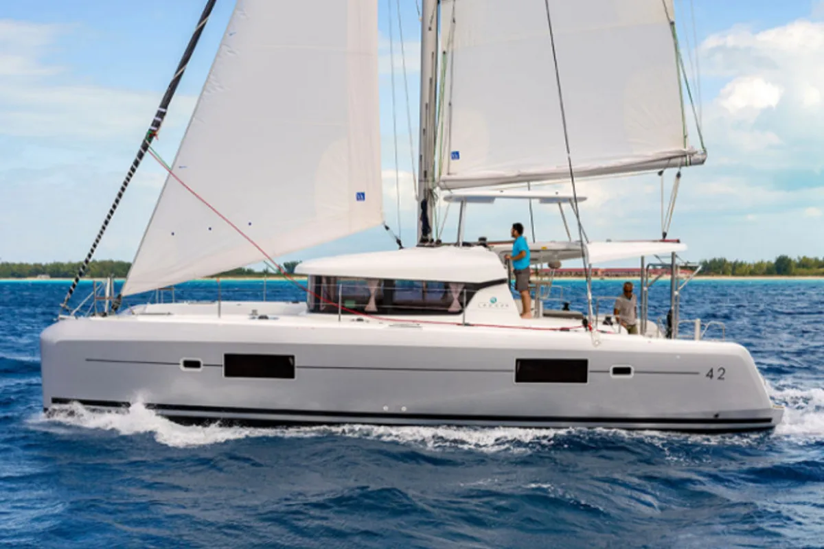 Exterior view of No Name: Master Cabin #1 (Cabin Charter 2 pax) FULLY CREWED, ALL EXPENSES, a Lagoon 42 catamaran at Municip…