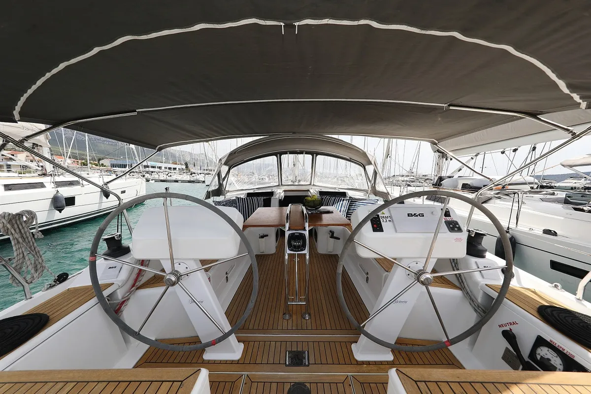 Cockpit of Mika, a Hanse Yachts Hanse 458 sailboat at Općina Sukošan, Croatia