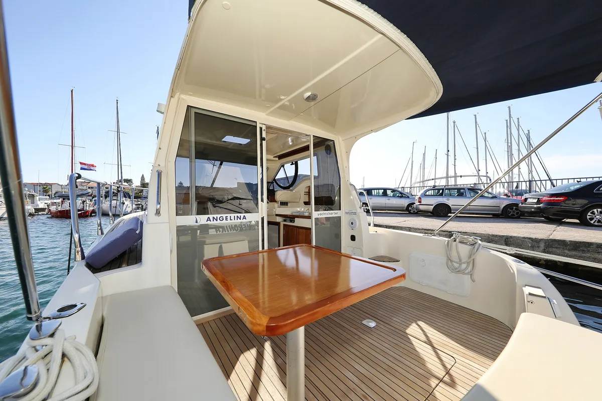Deck of Dugi II, a SAS - Vektor Vektor 950 motorboat at Grad Biograd na Moru, Croatia