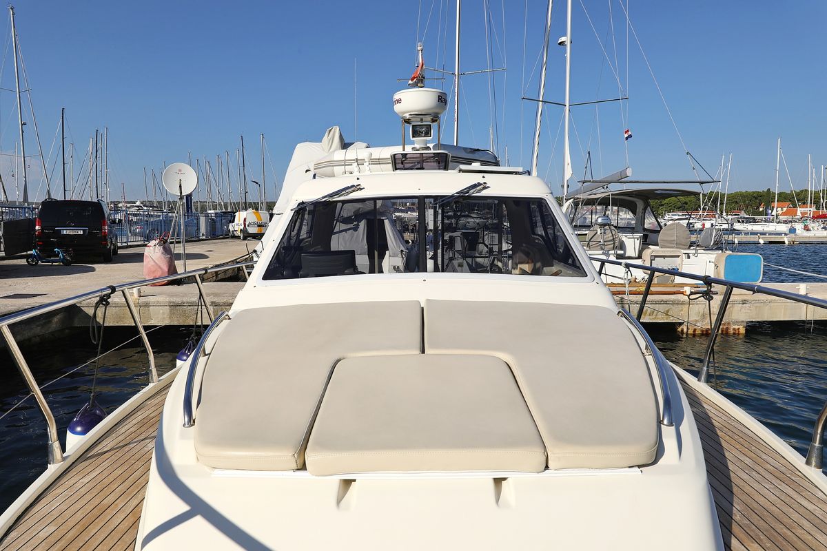 Deck of Dugi II, a SAS - Vektor Vektor 950 motorboat at Grad Biograd na Moru, Croatia