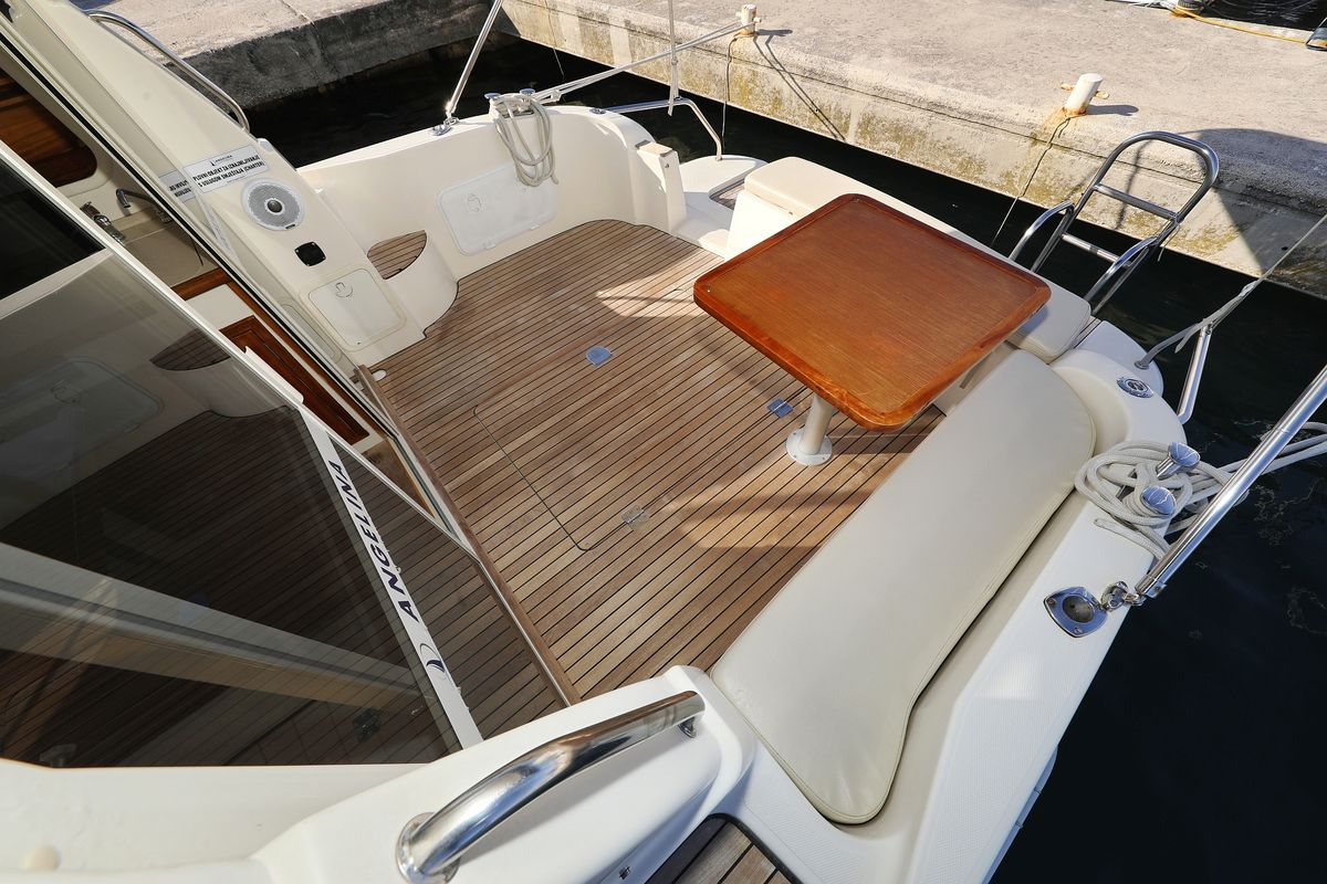 Deck of Dugi II, a SAS - Vektor Vektor 950 motorboat at Grad Biograd na Moru, Croatia