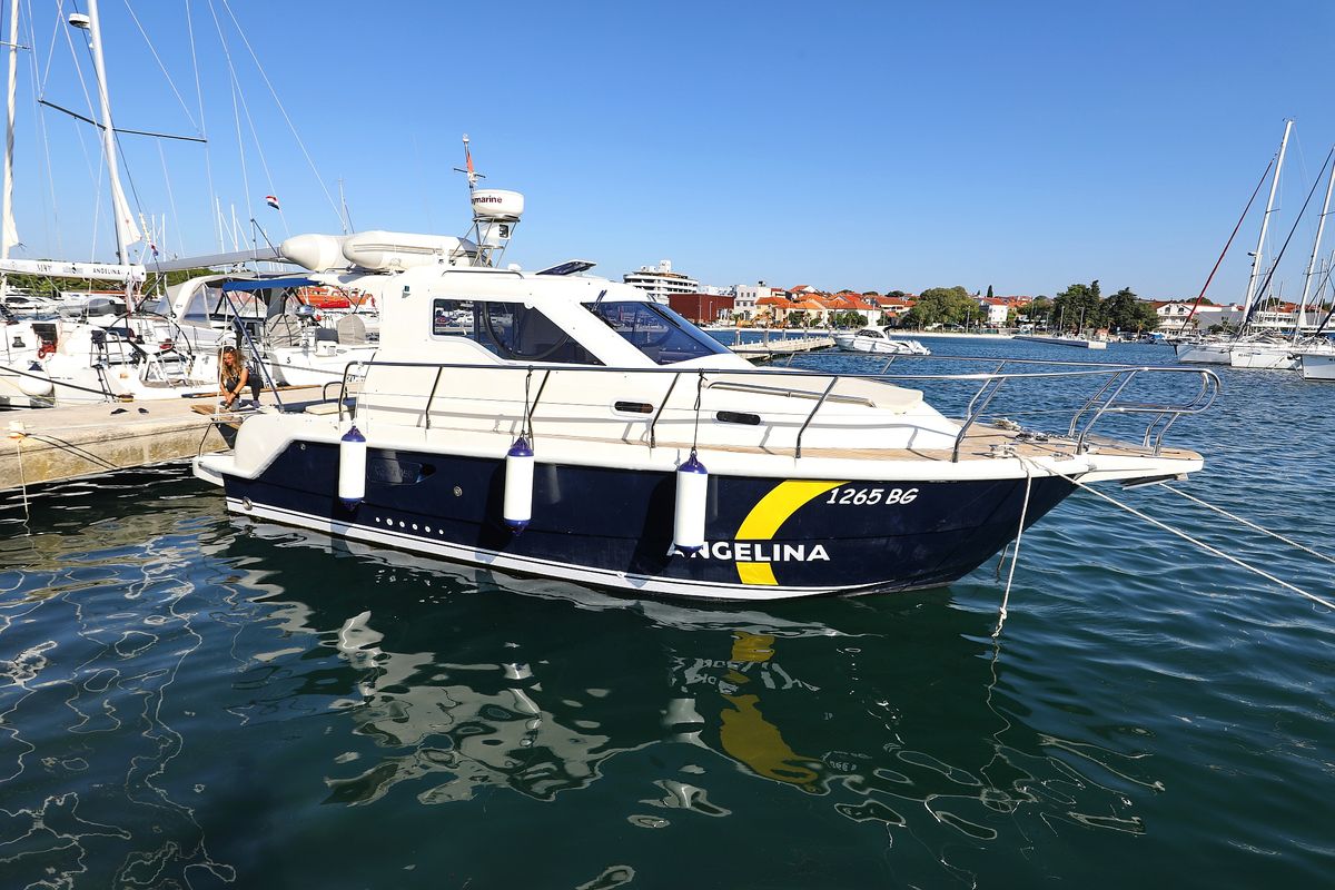 Exterior view of Dugi II, a SAS - Vektor Vektor 950 motorboat at Grad Biograd na Moru, Croatia