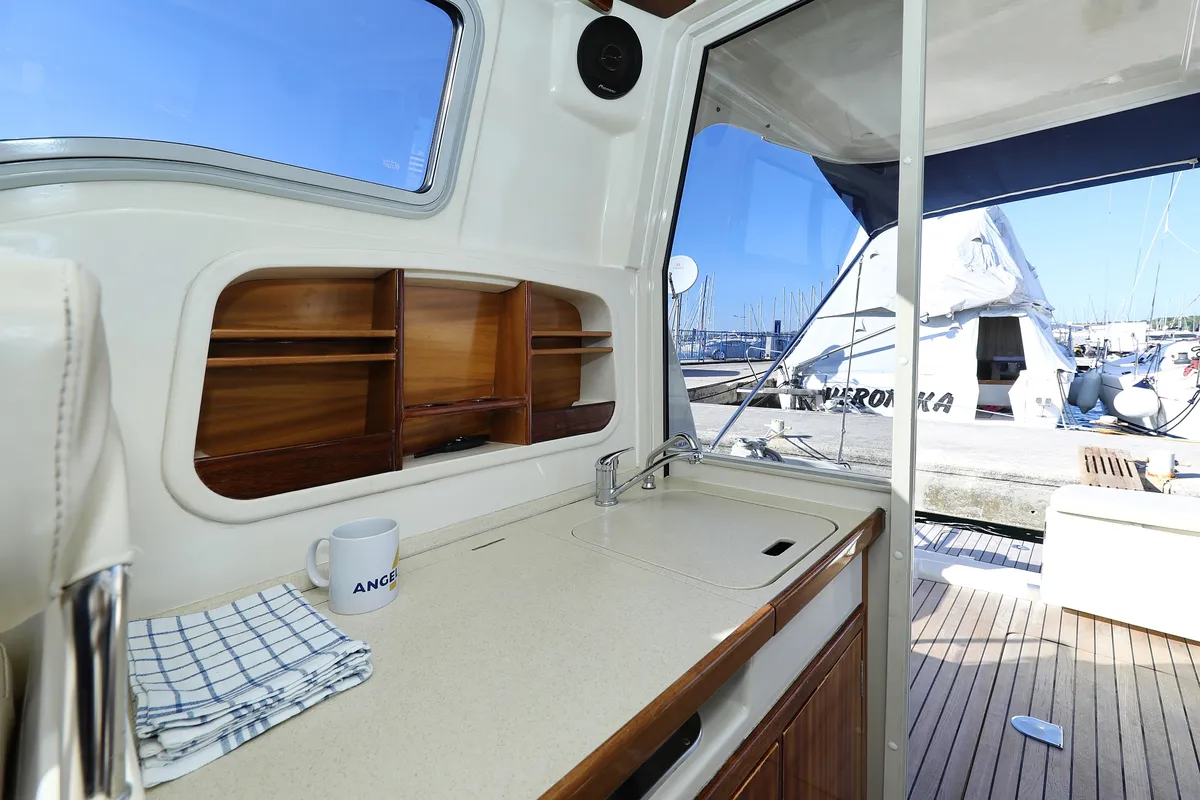 Galley of Dugi II, a SAS - Vektor Vektor 950 motorboat at Grad Biograd na Moru, Croatia