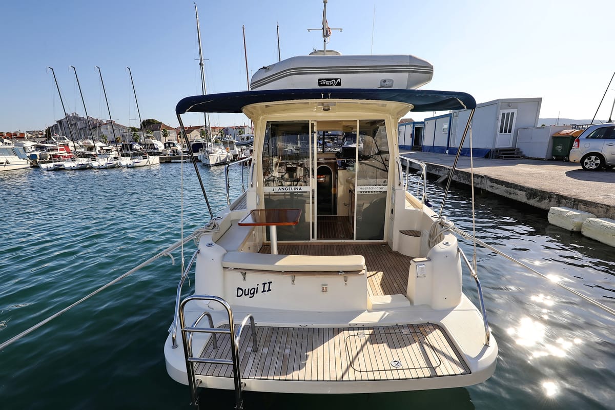 Deck of Dugi II, a SAS - Vektor Vektor 950 motorboat at Grad Biograd na Moru, Croatia