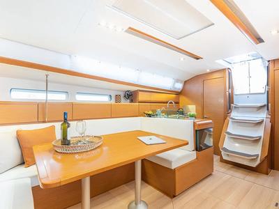 Salon of Sante, a Jeanneau Sun Odyssey 449 sailboat at Municipal Unit of Lefkada, Greece