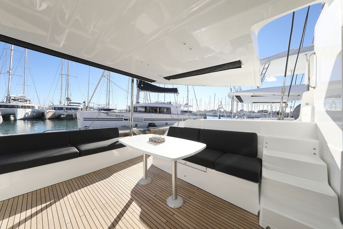 Deck of Celeste Del Mar, a Lagoon 50 catamaran at Općina Sukošan, Croatia