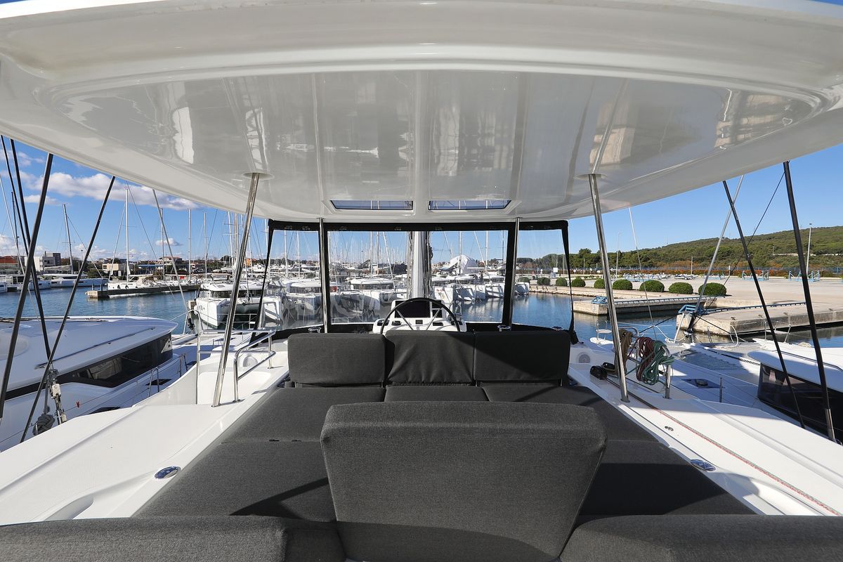 Deck of Celeste Del Mar, a Lagoon 50 catamaran at Općina Sukošan, Croatia