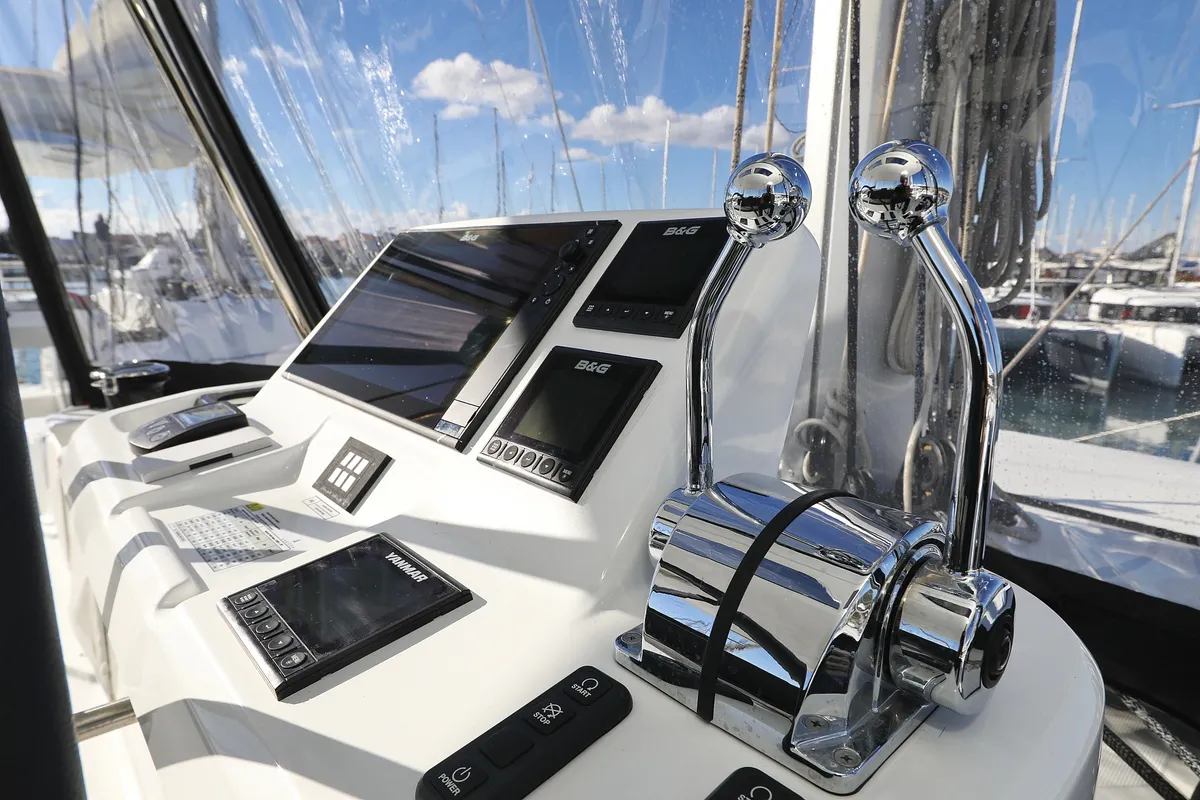 Cockpit of Celeste Del Mar, a Lagoon 50 catamaran at Općina Sukošan, Croatia