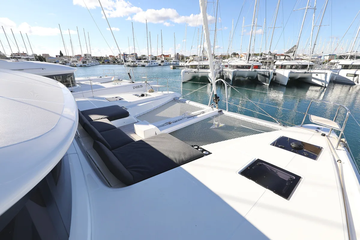 Deck of Celeste Del Mar, a Lagoon 50 catamaran at Općina Sukošan, Croatia