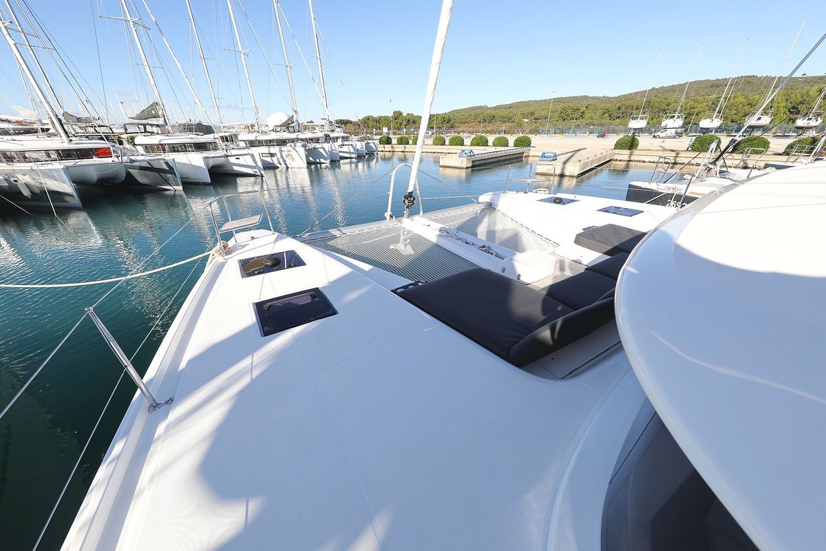 Deck of Celeste Del Mar, a Lagoon 50 catamaran at Općina Sukošan, Croatia