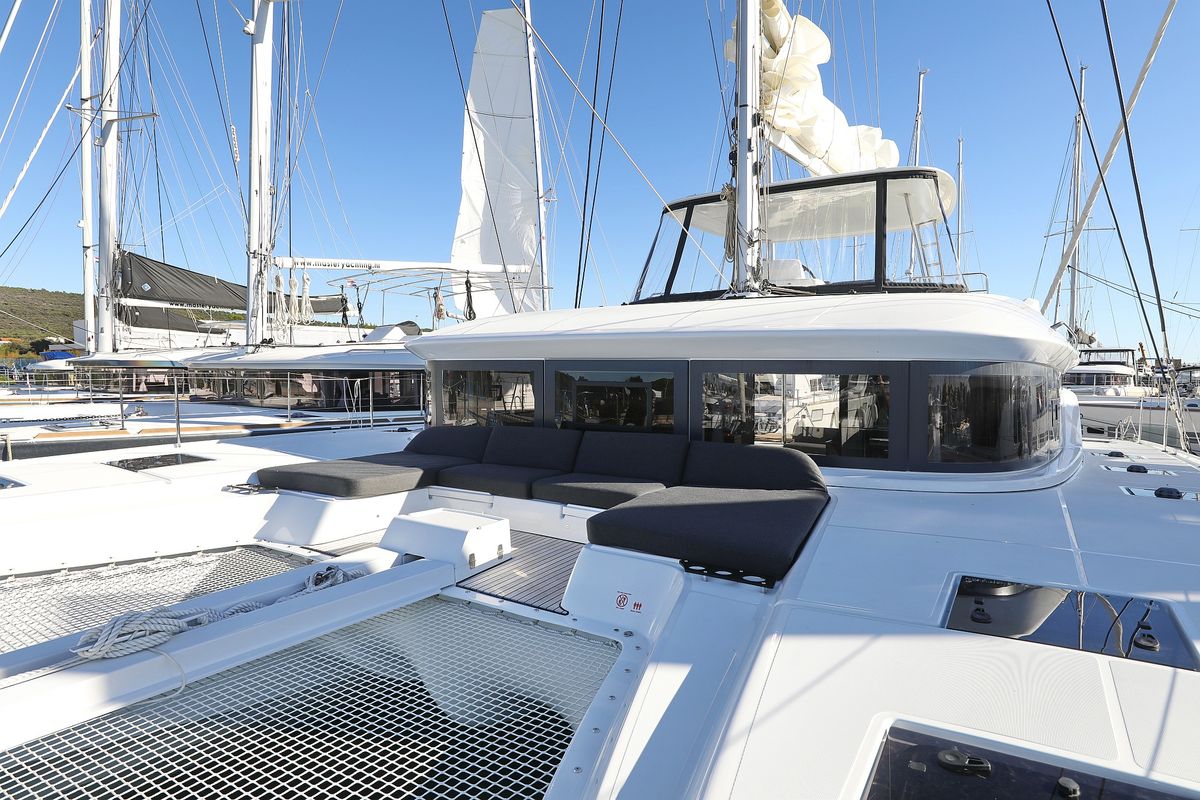 Deck of Celeste Del Mar, a Lagoon 50 catamaran at Općina Sukošan, Croatia